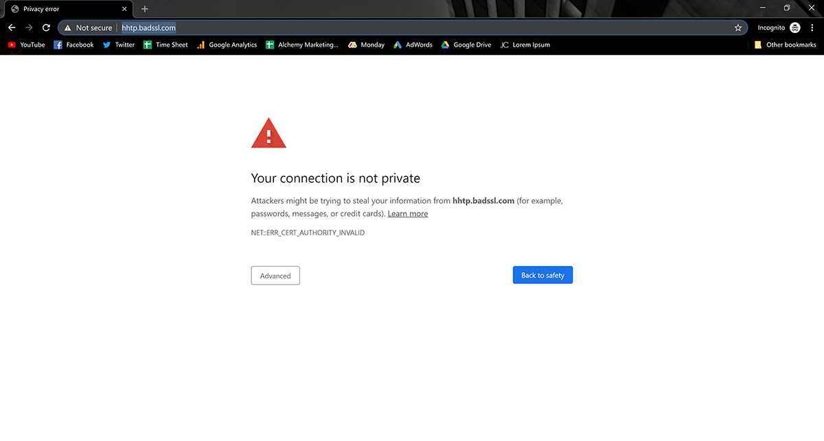 SSL Warning on Chrome from Google